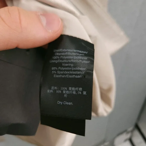 Donna Karan Satin Gold Ivory One Button Lined Shawl Collar Blazer Suit Womens 4 - Picture 8 of 12